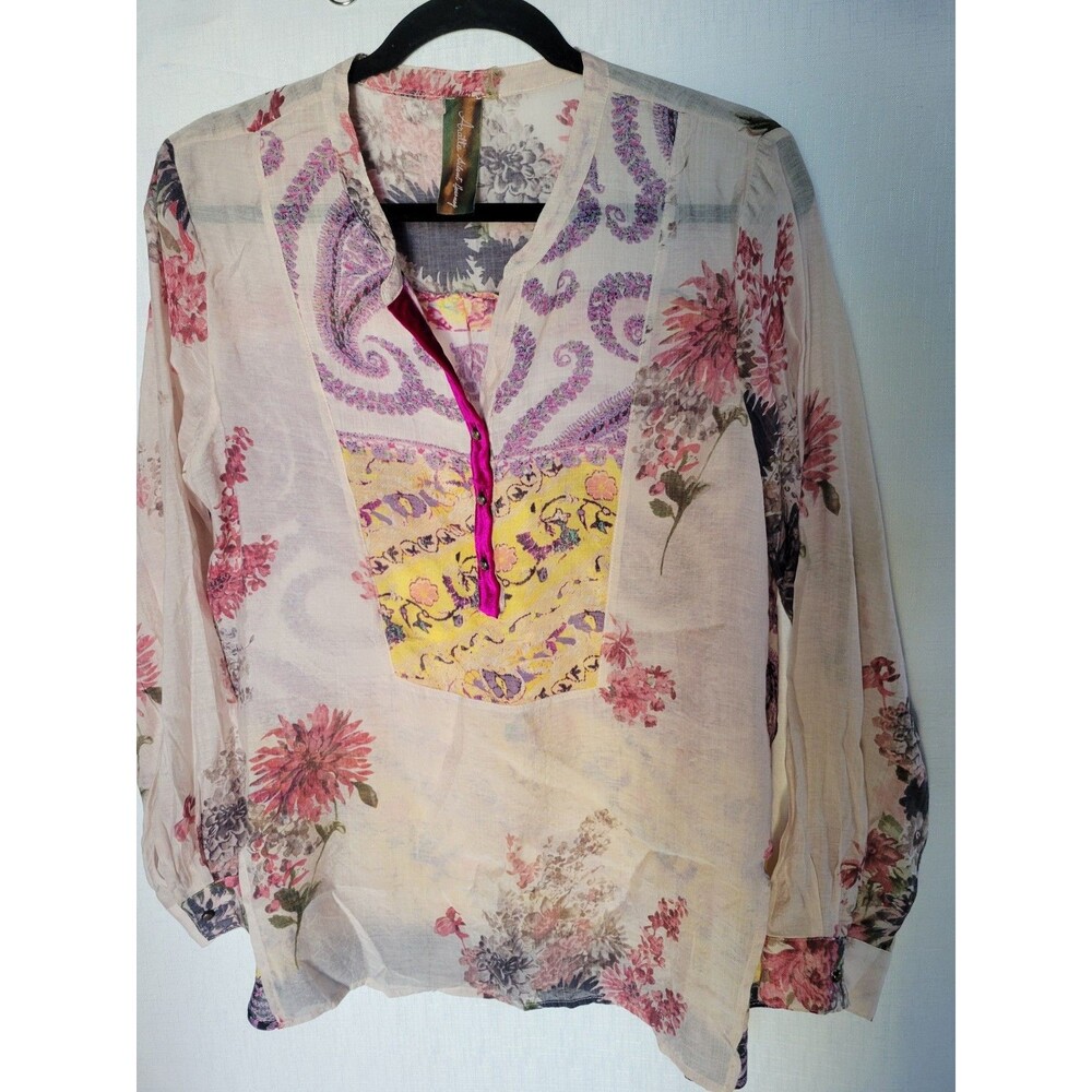 Aratta Silent Journey Size L Heart Beat Blouse Tunic Floral Boho - Picture 3 of 9